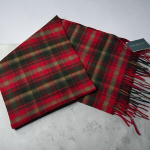 Lyle&Scott Scotland Maple Plaid Fringed Long Scarf Cashmere Holiday Soft Luxury